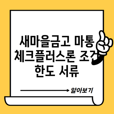 새마을금고 마통 체크플러스론 조건 한도 서류