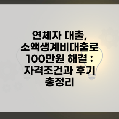 연체자 대출, 소액생계비대출로 100만원 해결 : 자격조건과 후기 총정리