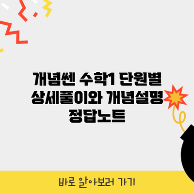 개념쎈 수학1 단원별 상세풀이와 개념설명 정답노트