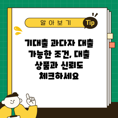 기대출 과다자 대출 가능한 조건, 대출 상품과 신뢰도 체크하세요