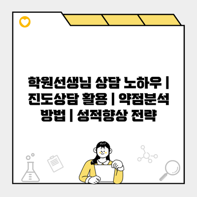 학원선생님 상담 노하우 | 진도상담 활용 | 약점분석 방법 | 성적향상 전략