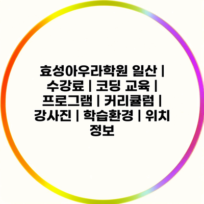 효성아우라학원 일산 | 수강료 | 코딩 교육 | 프로그램 | 커리큘럼 | 강사진 | 학습환경 | 위치 정보