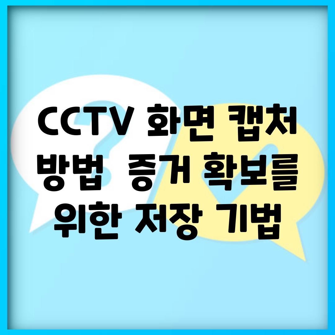 CCTV 화면 캡처 방법 | 증거 확보를 위한 저장 기법