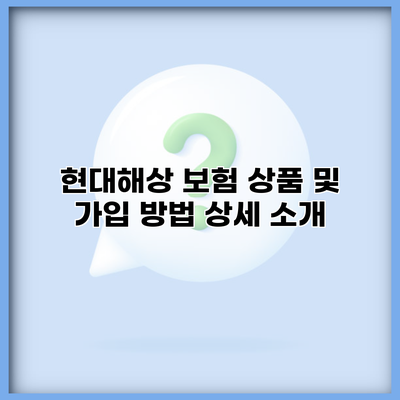 현대해상 보험 상품 및 가입 방법 상세 소개