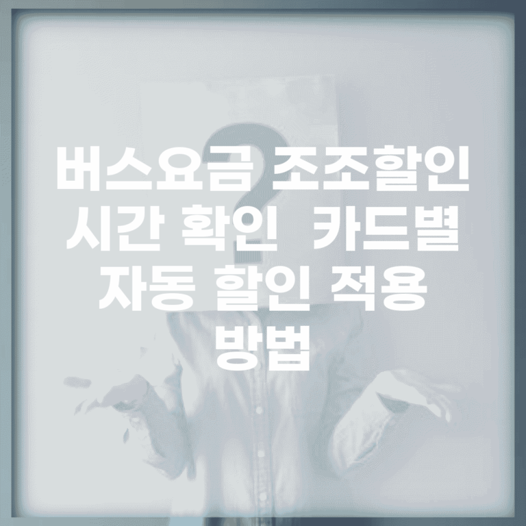 버스요금 조조할인 시간 확인 | 카드별 자동 할인 적용 방법