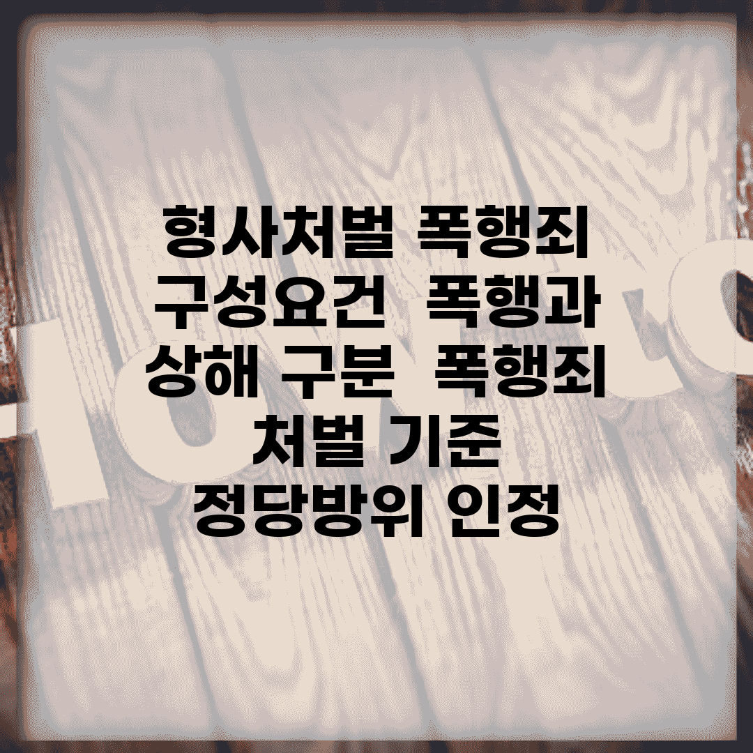 형사처벌 폭행죄 구성요건 | 폭행과 상해 구분 | 폭행죄 처벌 기준 | 정당방위 인정