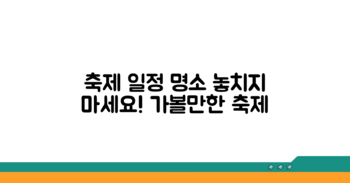 주요 축제 일정 및 개최지
