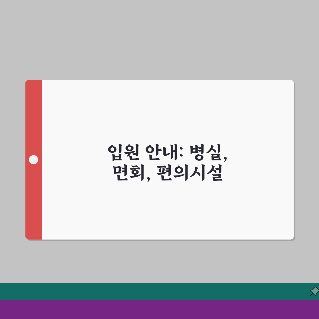 국립중앙의료원 입원실 안내: 병실등급, 면회, 편의시설 총정리 A to Z